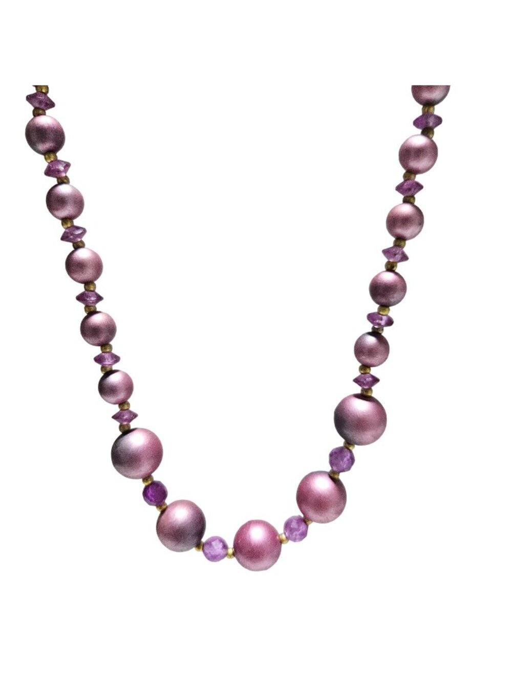 Vintage Purple Beaded Necklace Retro 50s 60s Fashion Minimalist Fashion Jewelry